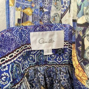 Camilla Women's Multicolor Embellished Top 100% Silk in Size 8